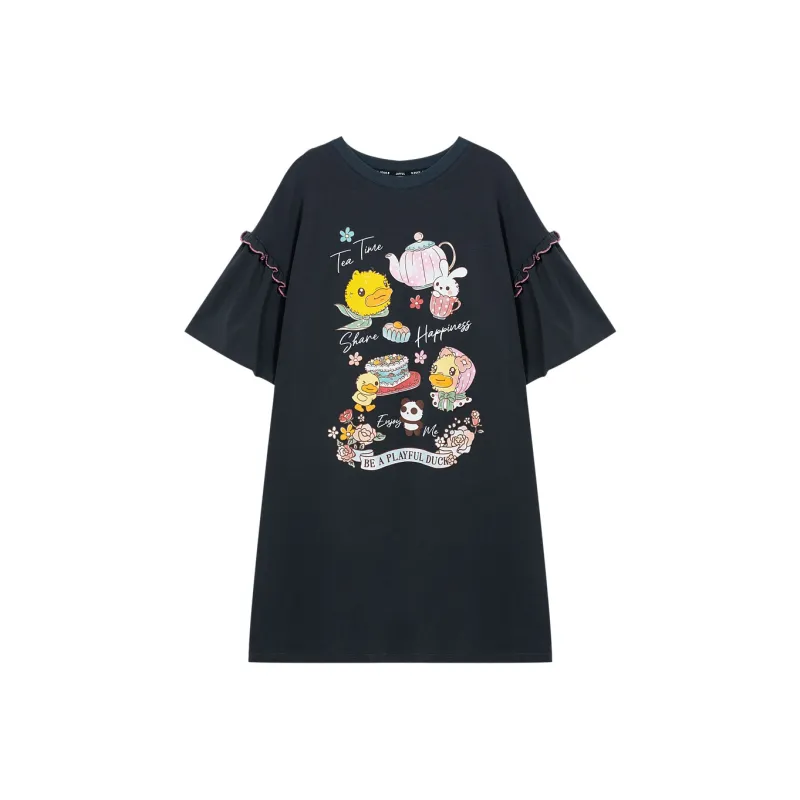 B.Duck Short Sleeved Dresses Women's Dark Gray-0