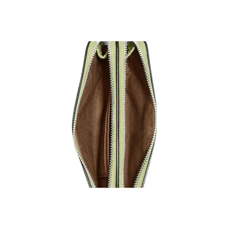 COACH Double Zip Wallet Canvas Wrist Pouch Coin Purse Wallet Women's Brown-3