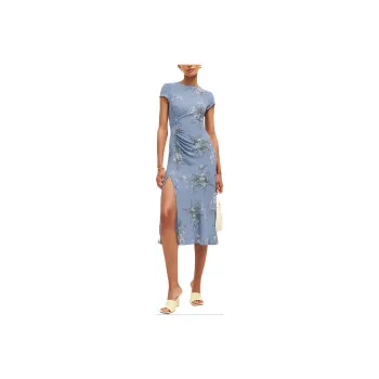 REFORMATION Frasier Dress Short-Sleeved Dresses Women's BIUE/Blue