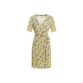 BESIONIA SS21 Short Sleeved Dresses Women's Yellow Pattern