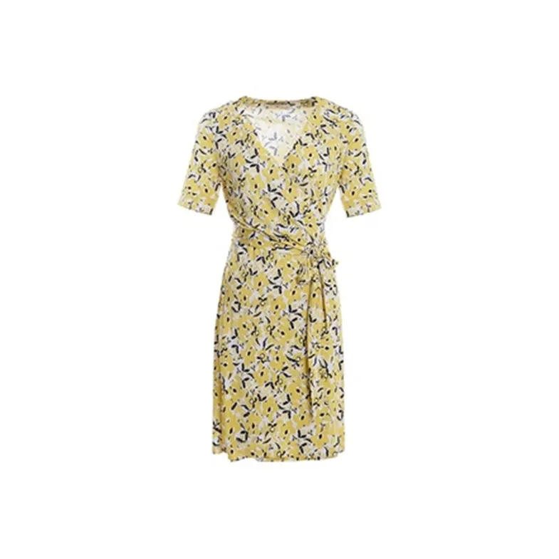 BESIONIA SS21 Short-Sleeved Dresses Women's Yellow Pattern-0