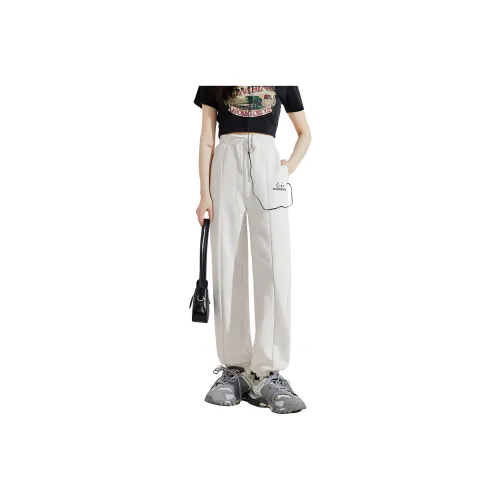 Tonlion Knitted Sports Pants Women's Beige Misty Gray