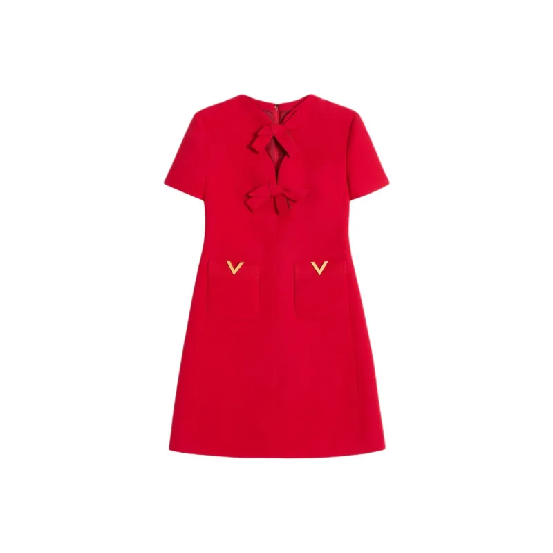 Valentino Bow Detailed A Line Mini Dress-0