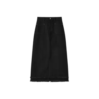 EICHITOO Denim Long Skirts Women's Black
