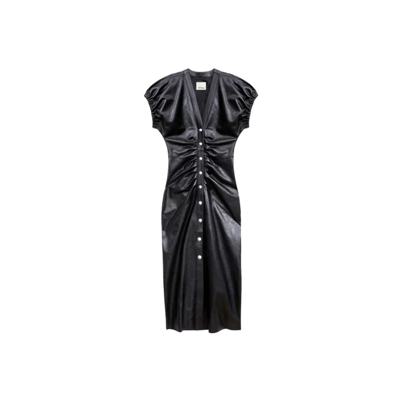 ISABEL MARANT Ruched Leather Dress-0