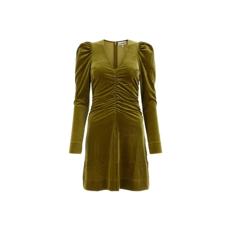 GANNI Velvet Jersey Mini Dress-0