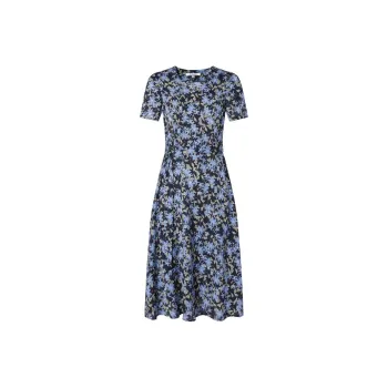 JZ. ANNAKRO Short Sleeved Dress Women's Floral Dark Blue