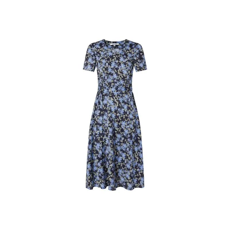 JZ. ANNAKRO Short Sleeved Dress Women's Floral Dark Blue-0