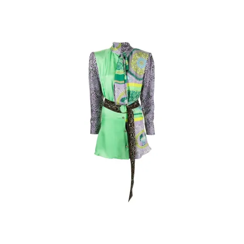 VERSACE Barocco Patchwork Print Cropped Silk Shirt 'Gold/Brown/White'