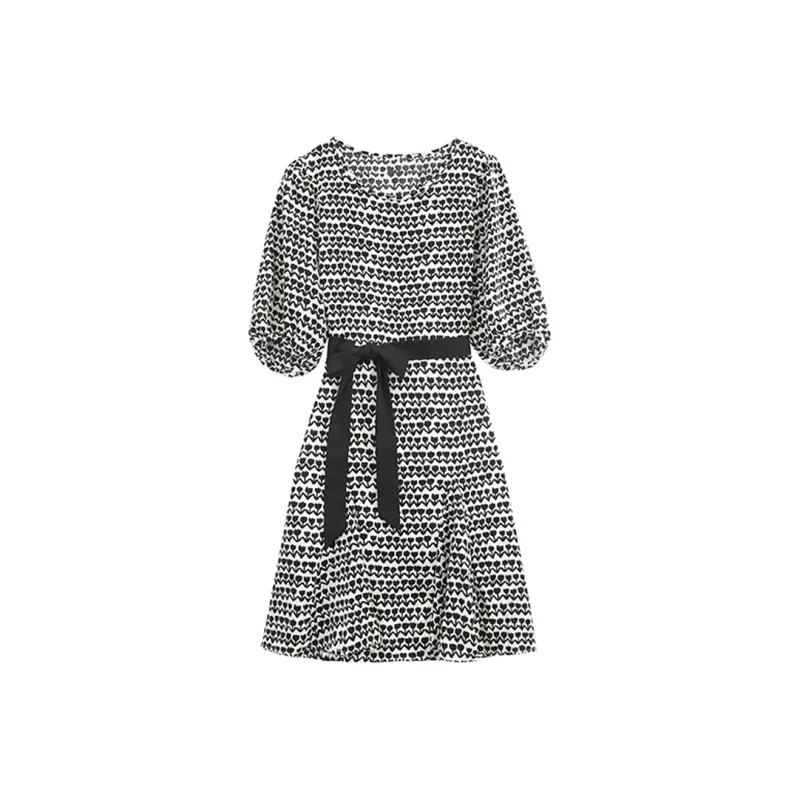 OZVO Short Sleeved Dresses Women's Houndstooth-0