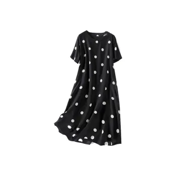 Cypress House Short Sleeved Dress Women's Black With Polka Dot