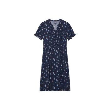 NAUTICA Short Sleeved Dress Women's Navy Blue