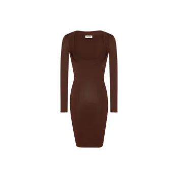 SAINT LAURENT Décolleté Long Sleeved Knitted Dress