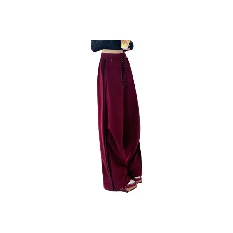 FORLOVENANCY High Rise Loose Fit Elastic Cuff Sports Floor Length Wide Leg Pants Women's-7