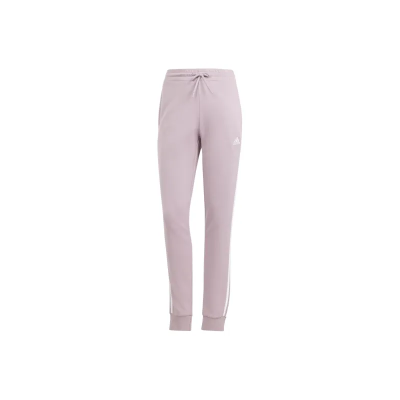 Adidas Essentials 3-Stripes French Terry Cuffed Joggers Knitted Sports Pants Women's Purple-0