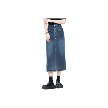 You Cow Me Pants Denim Long Skirts Women's Vintage Blue