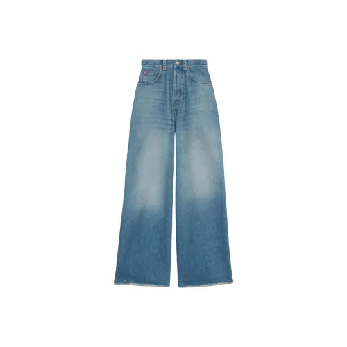 GUCCI Horsebit Raw Cut Hem Wide Leg Jeans