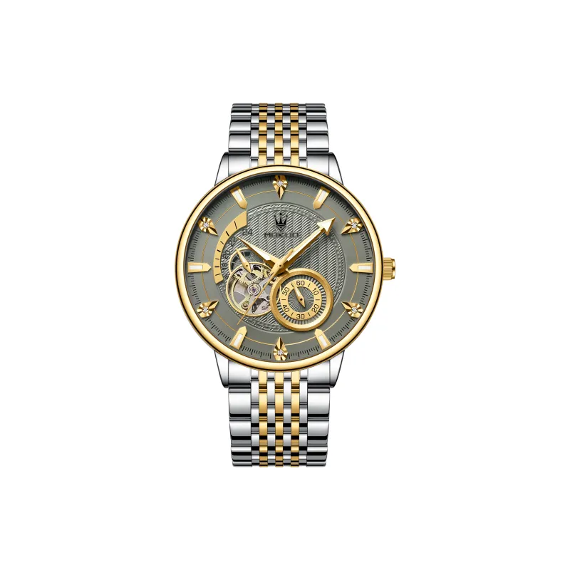 MUKUO Cut Out Pilot Collection Automatic Mechanical Movement Steel Strap Watch Men's Watches Gray Dial-1