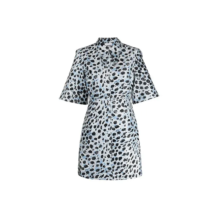 GANNI Short-Sleeved Dresses Women's Blue-0