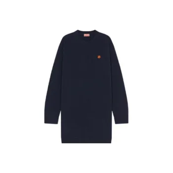 KENZO Logo Intarsia Crewneck Mini Knitted Dress