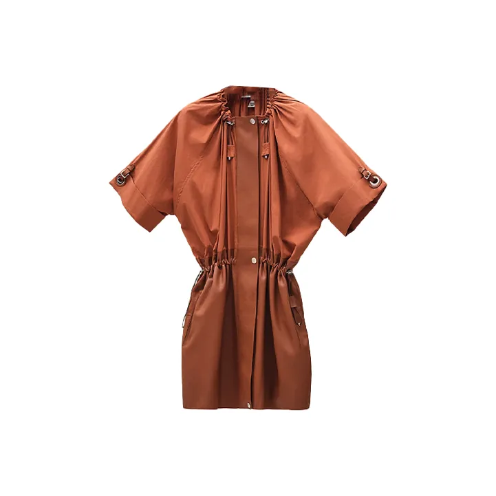 HERMES Short-Sleeved Dresses Women's Umber-0