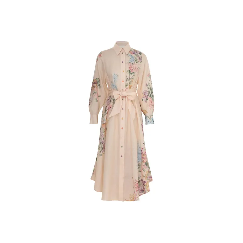 Zimmermann Halliday Tucked Midi Shirt Dress-0