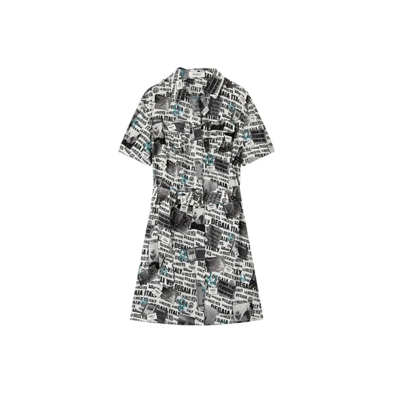 DEGAIA SS24 Short Sleeved Dress Women's Black White-0