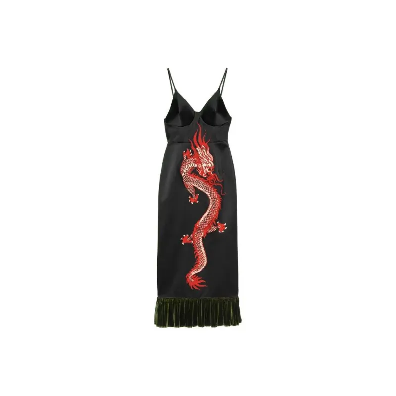 GUCCI Dragon print Silk Dress-0