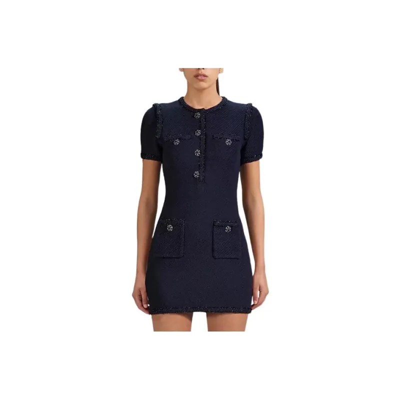 Self portrait SS23 Short Sleeved Dresses Women's Navy Blue-0