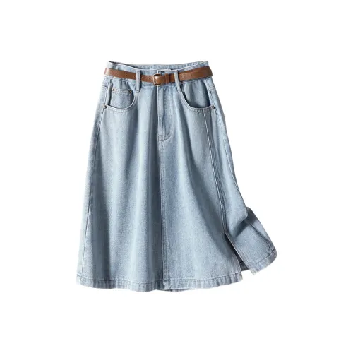 IHIMI Denim Long Skirt Women's Denim Blue