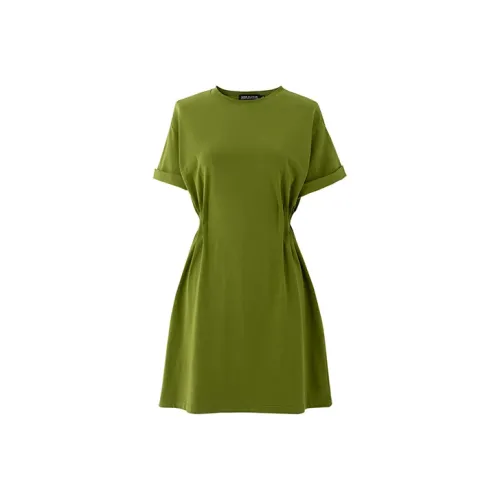 SOON FLOWER Short-Sleeved Dresses Summer Women's Green