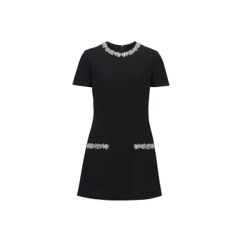 BALMAIN Embroidered Crepe Shift Dress