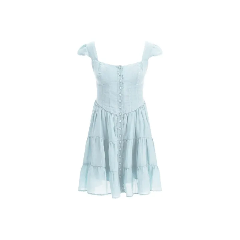 GUESS Short-Sleeved Dresses Women's Light Blue-0