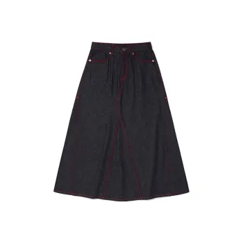 Kirsh x TRUERELIGION SS24 Denim Long Skirts Women's Dark Blue
