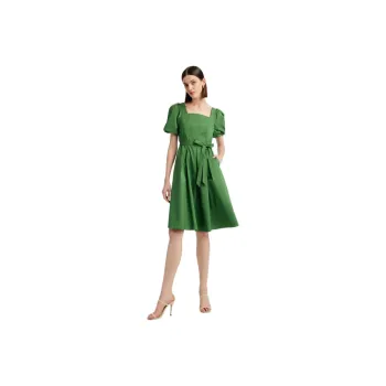 GOELIA Short Sleeved Dress Women's Forest Green