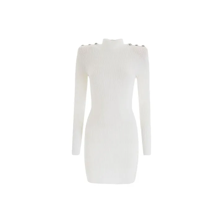 BALMAIN Long-Sleeved Dresses Women's White-0