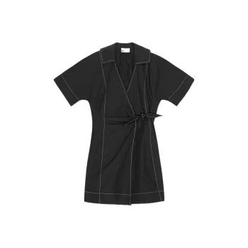 GANNI Poplin Wrap Mini Dress