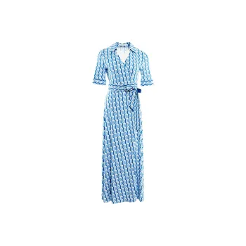 BESIONIA SS24 Short Sleeved Dresses Women's Blue Pattern