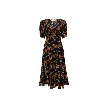 MARNI Wild Roads Printed V Neck Dress