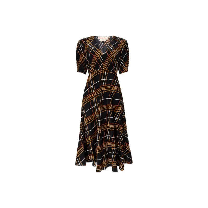 MARNI Wild Roads Printed V-Neck Dress-0