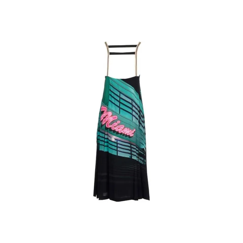 PALM ANGELS Miami Graphic Print Midi Dress Multicolor-0