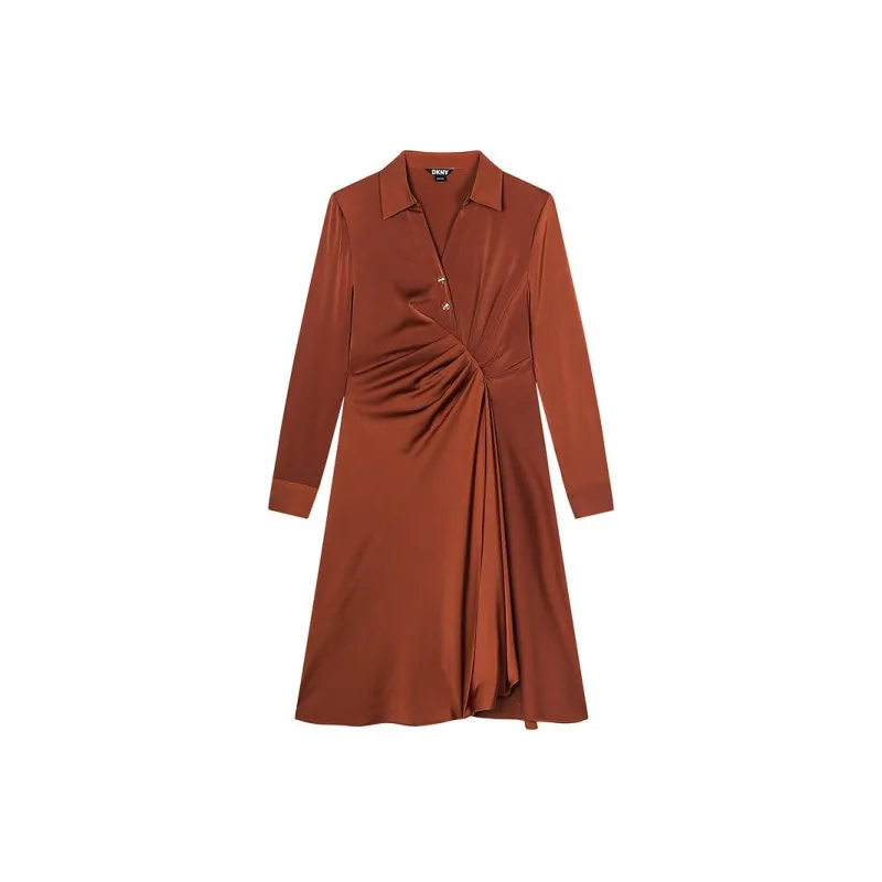 DKNY Long Sleeved Dress Women's Maroon-0