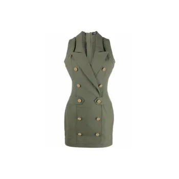 BALMAIN FW21 Sleeveless Dress Women's Green