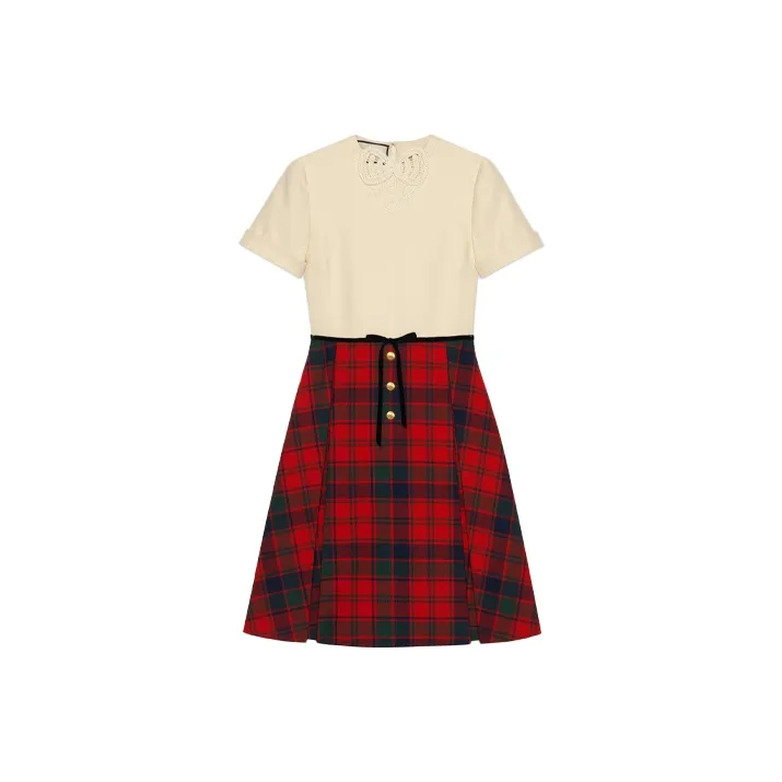 GUCCI Short-Sleeved Dresses Women's Red Yellow Multicolor-0