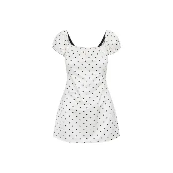 Realisation Par The Marissa Short Sleeved Dresses Women's Petite Spot Black And White Marbled