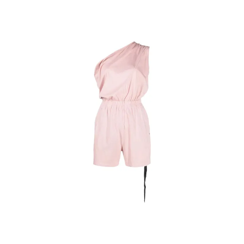 Rick Owens DRKSHDW One shoulder Cotton Playsuit-0