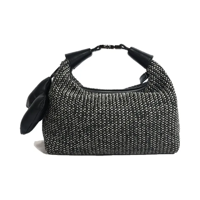 Bullrun Raffia Crossbody Handbag Large Size Women's Brown/Black-5