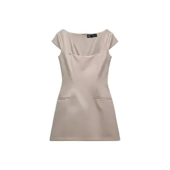 ZARA Trf Short Sleeved Dresses Women's Dark Beige