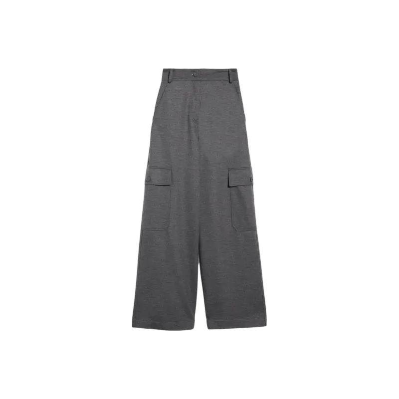 MaxMara Wool Jersey Cargo Trousers Cargo Pants Women's Gray-0
