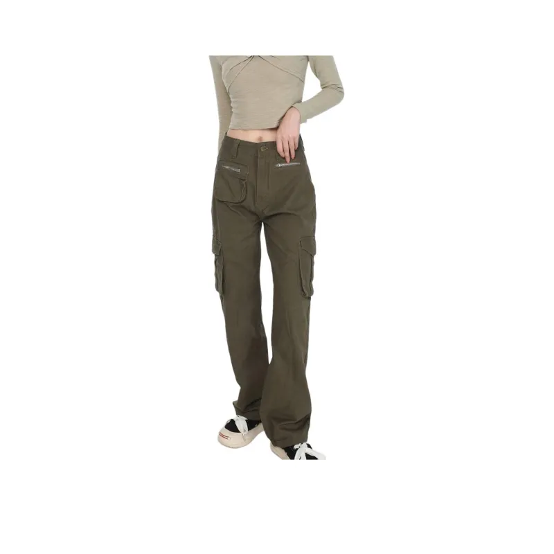 YuChaJia Cargo Pants Women's Army Green-0